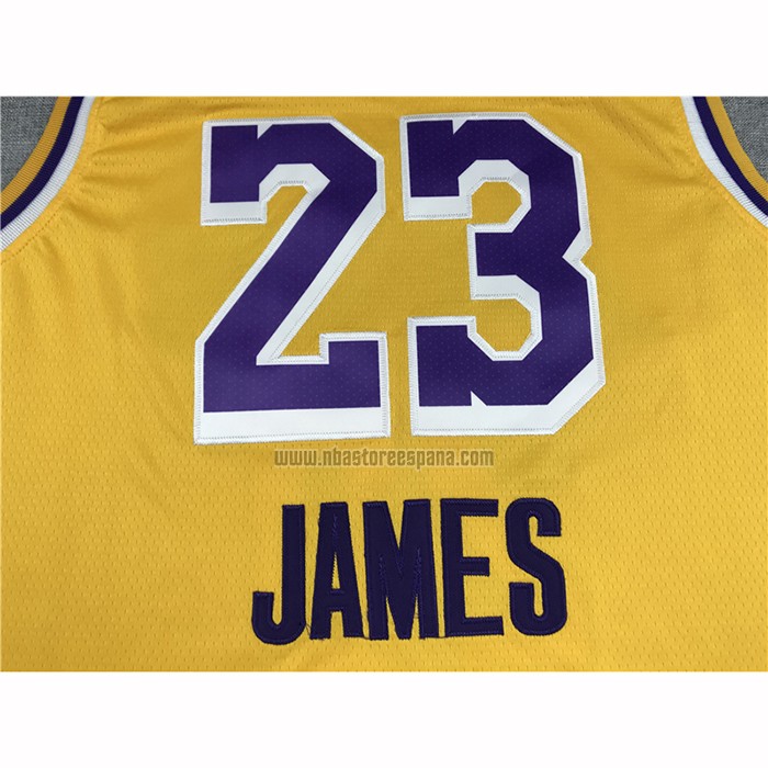 Camiseta Los Angeles Lakers Lebron James NO 23 Icon 2020 Final Bound Amarillo
